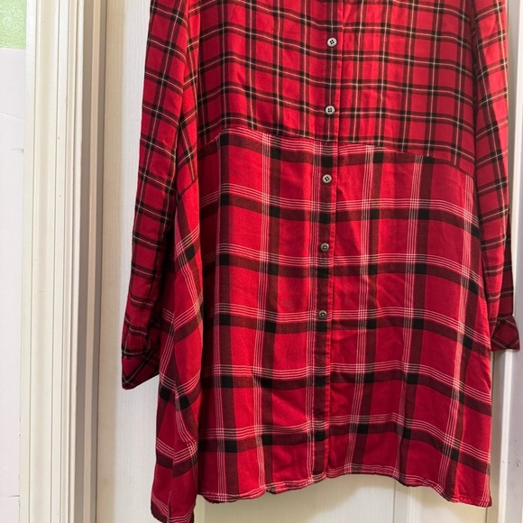 J Jill Tunic Shirt Plaid Button Up With Pockets - Picture 4 of 10
